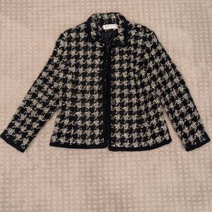 Jones New York Wool Blend Houndstooth Preppy Blazer Suit Jacket - Women's sz S